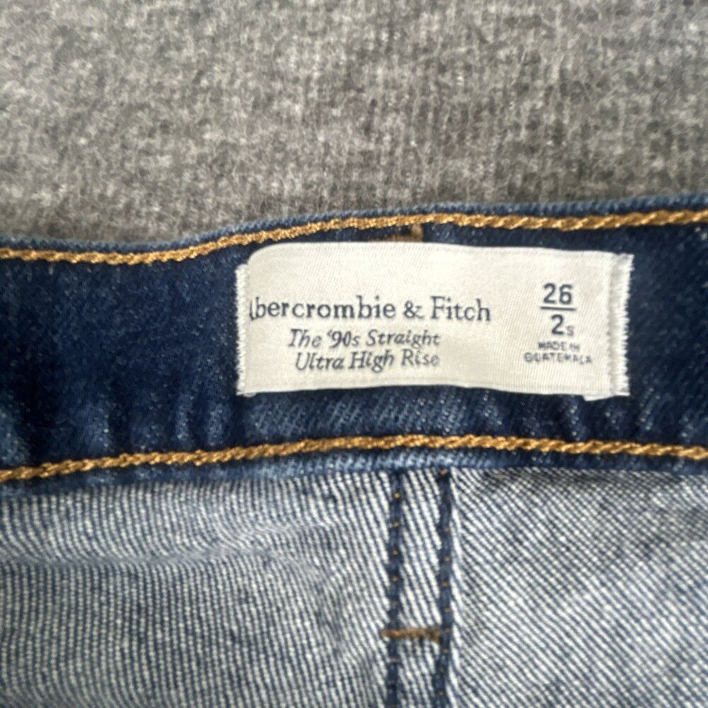 Abercrombie & Fitch Jeans Womens 28x28 Dark Blue 90s Straight Ultra High Rise - Picture 5 of 11